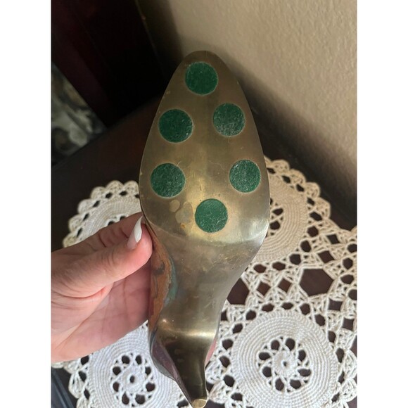 Antique Solid Brass High Heel Shoe - Picture 5 of 8